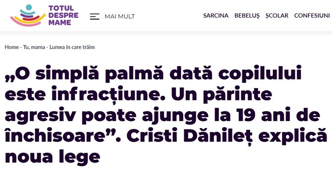 O simpla palma data copilului este infractiune