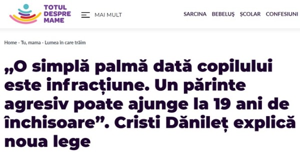 O simpla palma data copilului este infractiune